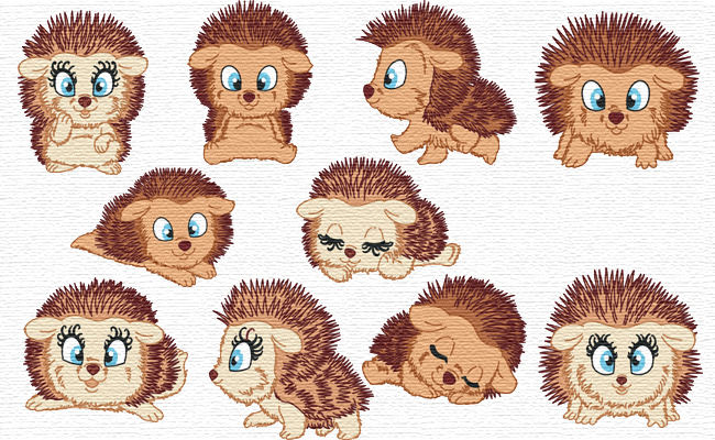Cute Hedgehogs embroidery designs