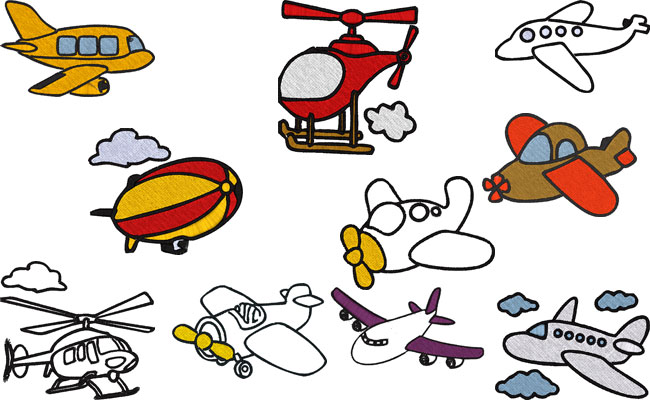 Airplanes embroidery designs